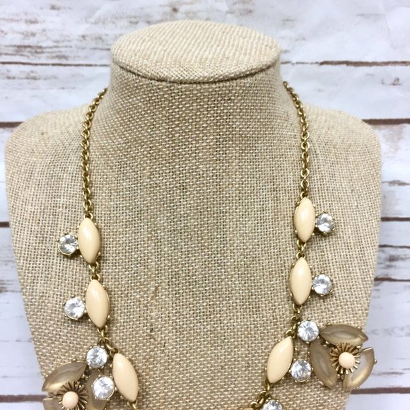 Vtg Tan Nude & Rhinestone Floral J Crew Statement - Picture 6 of 9